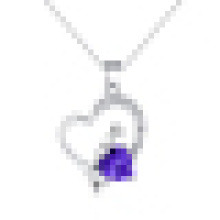 Personnalité féminine en argent sterling en forme de coeur pendentif en cristal violet